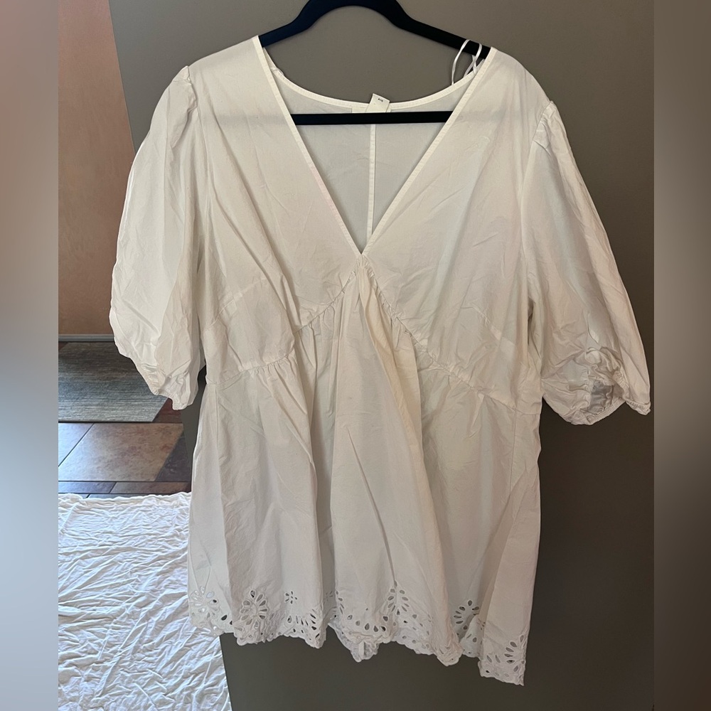 White eyelet, baby doll dress